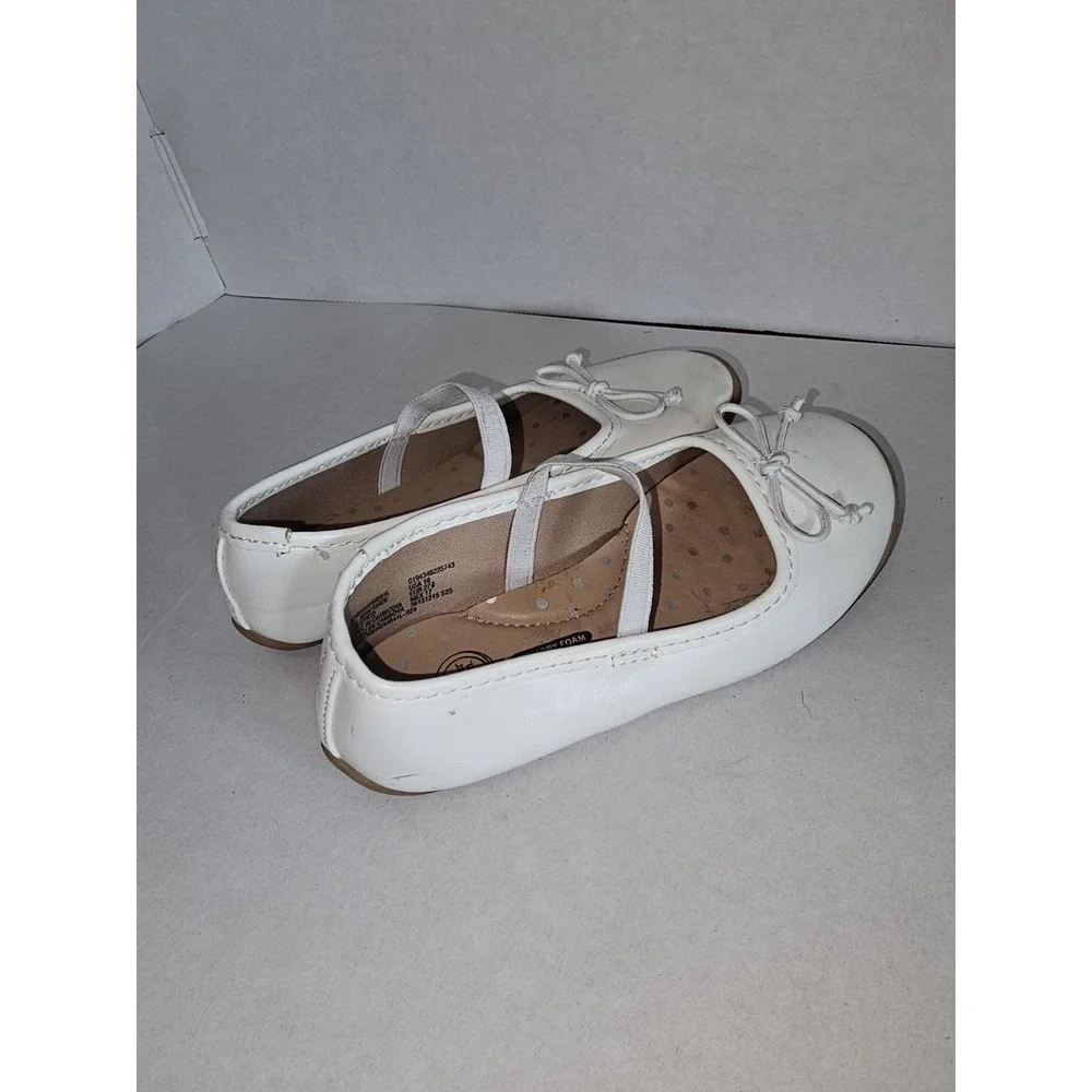 Wonder Nation Girls White Ballet Flats Size 10 Memory Foam‎ Dress Shoes